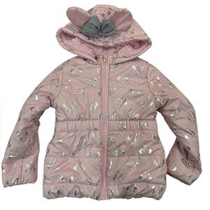 Disney Minnie Mouse Pink Puffer jacket with Silver Accents sz 6x